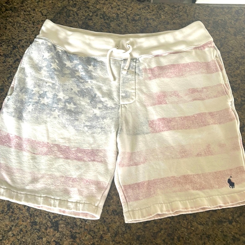 Polo by Ralph Lauren Flag Print Athletic Shorts - White, Red, Blue